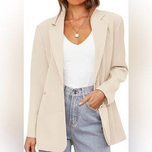 NEVER WORN MEROKEETY Womens Casual Blazer Jacket Pockets, beige size medium